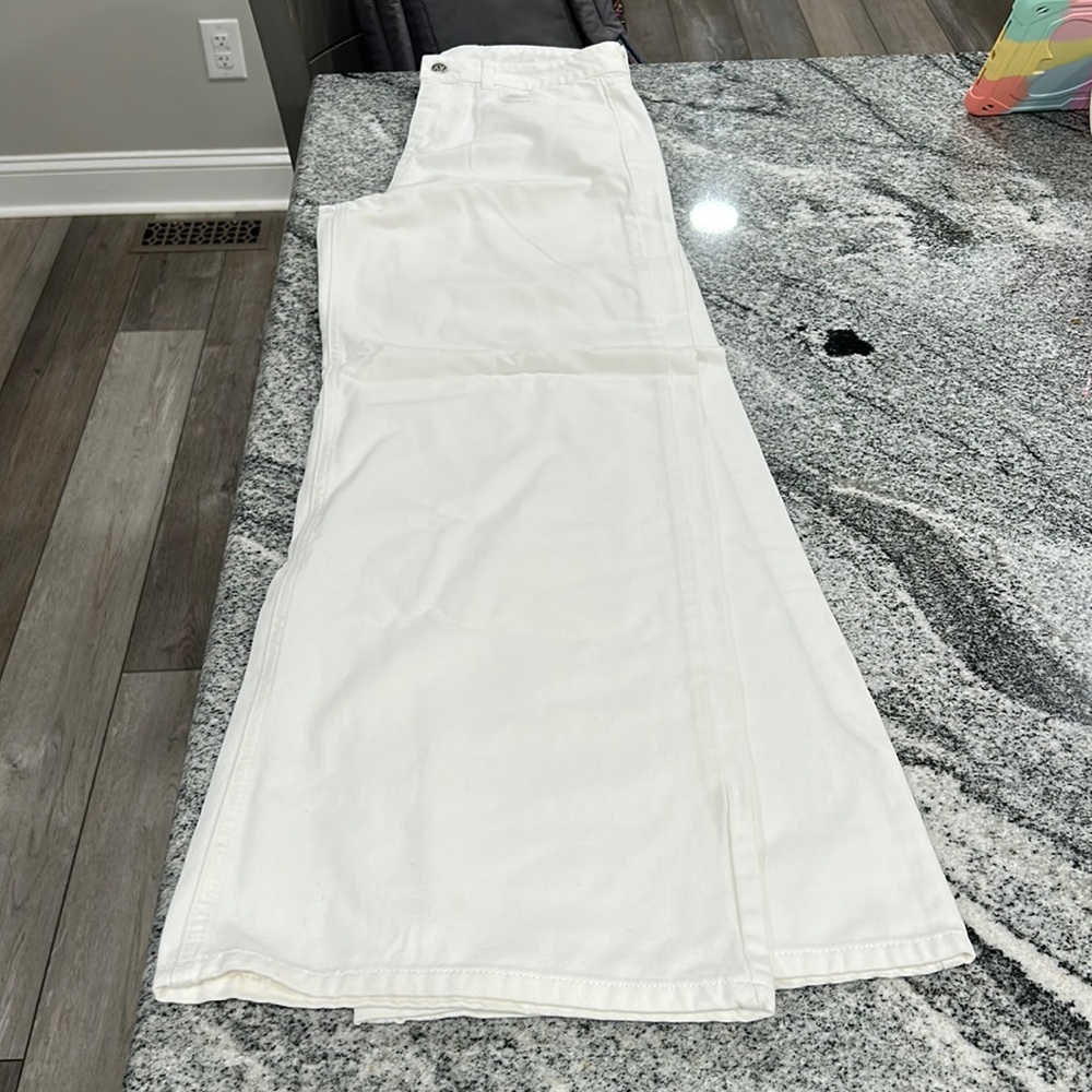 White wide leg white jeans